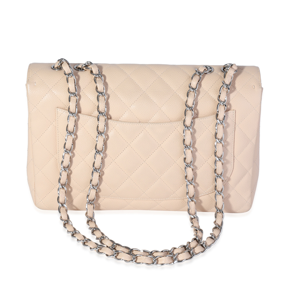 Chanel Beige Quilted Caviar Jumbo Classic Single Flap Bag - Picture 3 of 7